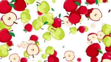 Kırmızı ve yeşil elmalar beyaz arkaplana karşı çağlıyor