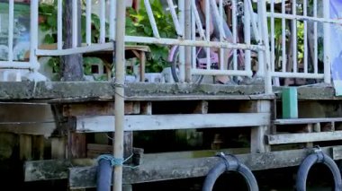 Bir tekne Bangkok 'taki Khlong Lat Mayom Yüzen Pazarı' na doğru yol alıyor, canlı yerel kültür ve ticaret sergiliyor.