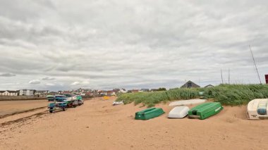 Fife, İskoçya 'da tekneler ve plaj sahneleri