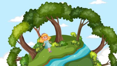 Bir kız küçük, yemyeşil bir gezegeni keşfediyor.