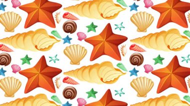 Deniz kabukları ve deniz yıldızları canlı, renk değiştiriyor.