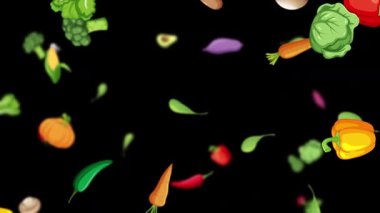 Koyu bir zemine düşen renkli sebzeler