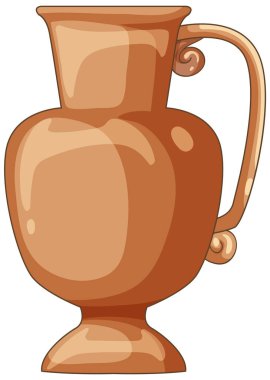 Eğri saplı stilize kil testi, sıcak toprak tonları, temiz vektör çizgileri, düz gölgeleme