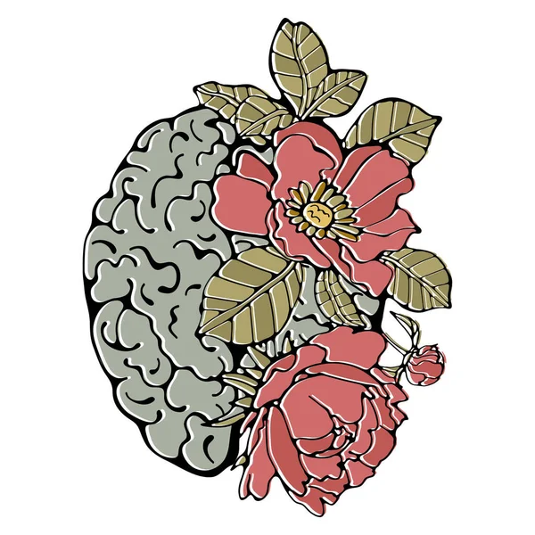 Human Brain Blossom Colorful Illustration Vector — Stok Vektör