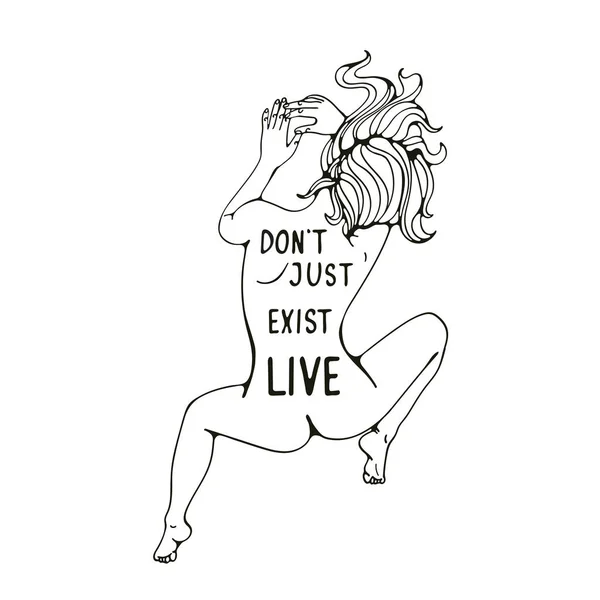 Dont Just Exist Live Motivational Phrase Written Female Body Royalty Free Stock Vektory