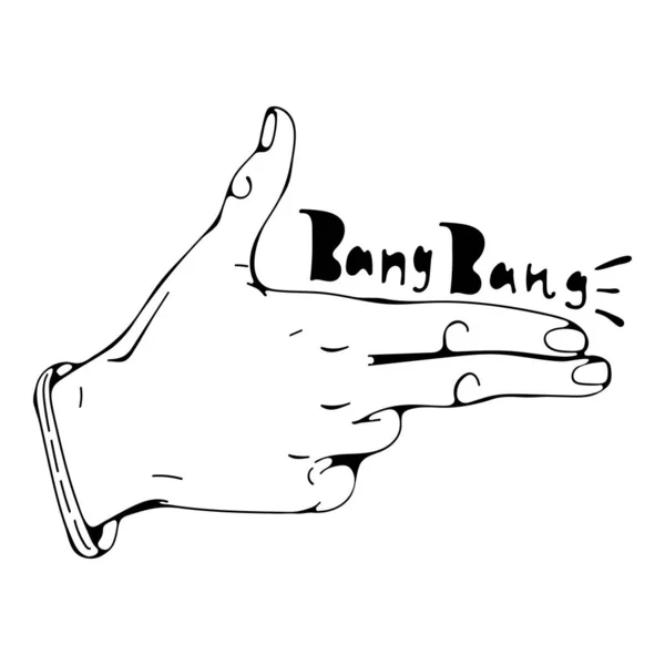 Bang Bang Shooting Hand Gesture Typography Gráficos Vetores