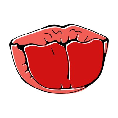 Dili çıkmış renkli bir ağız.