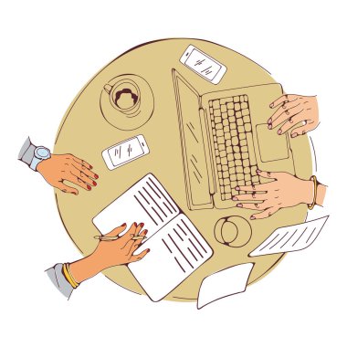 Masada birlikte çalışan insanlar.