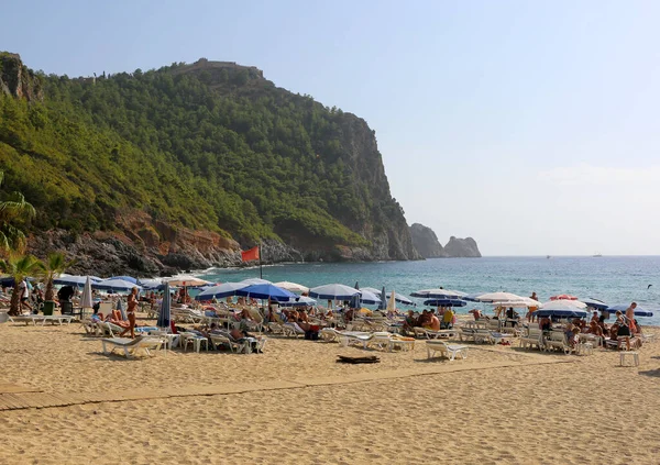 Alanya Antalya Turkey Říjen Neidentifikovaní Ruští Evropští Turisté Užívají Slunečného — Stock fotografie