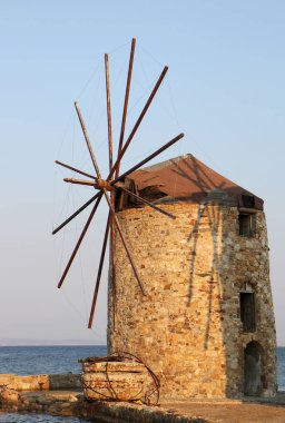 Greek Windmill with Evening Light in Chios, Greece