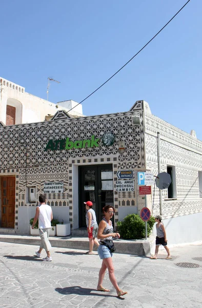 Pyrgi Chios Greece July Turistas Não Identificados Andando Pelo Atebank — Fotografia de Stock