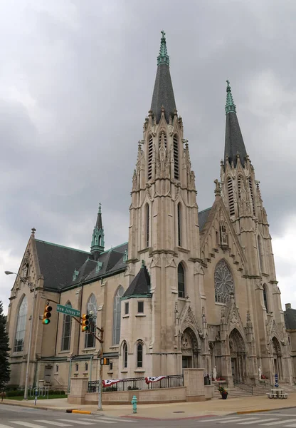 Indianapolis Septembre Église Catholique Historique Sainte Marie Avec Drapeaux Américains — Photo