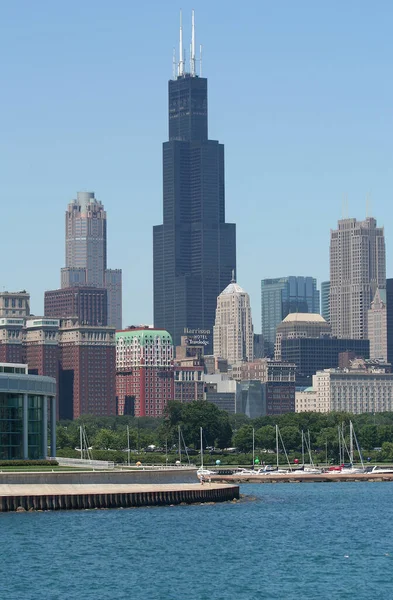 Chicago Agosto Chicago Skyline Con Willis Tower Lago Michigan Agosto — Foto Stock