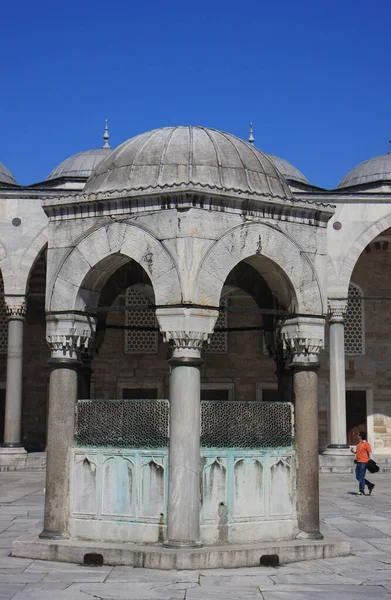 Istanbul Turquia Abril Turista Não Identificado Visitando Mesquita Azul Aka — Fotografia de Stock