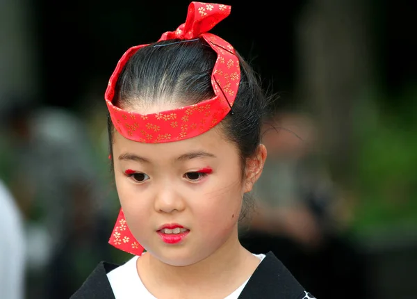Токио Япония Июль Портрет Маленькой Японской Танцовщицы Макияжем Июля 2008 — стоковое фото
