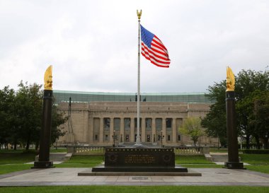 INDIANAPOLIS, IN, USA-SEPTEMBER 02,2014:Cenotaph Square, which comprises the Cenotaph and the Sunken Garden, is located at the north end of American Legion Mall. Constructed in 1931 clipart