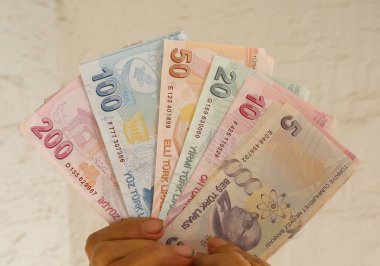 Türkiye 'nin Mersin kentinde Türk Lirası Banknotlarıyla el ele tutuşan