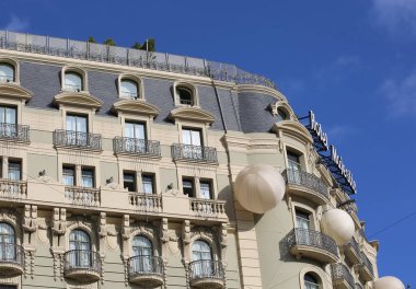 BARCELONA, İspanya-Aralık 06.2014: The Majestic Hotel Inglaterra 1918 yılında açıldı. 1940 'ta Majestic Hotel olarak değiştirildi..