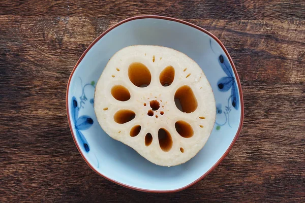Japanse Gesneden Lotuswortel Renkon — Stockfoto