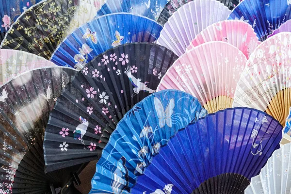 Uma Variedade Fãs Tradicionais Japoneses — Fotografia de Stock