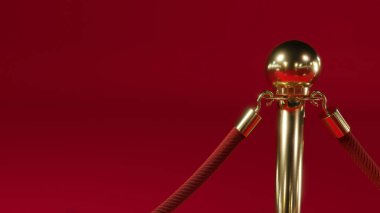 Başarı ve başarıyı kutlayan göz alıcı kırmızı halı etkinliği için halat engeline yakından bakın..