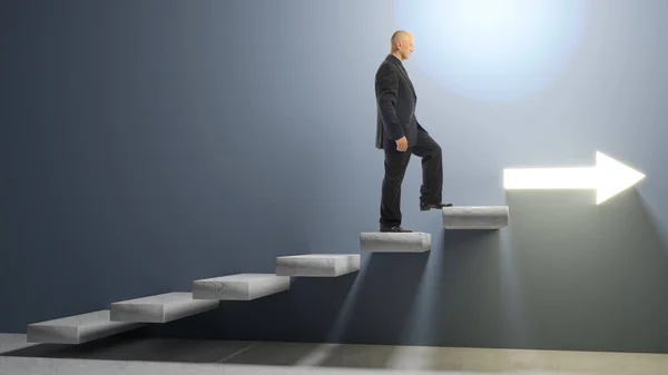 Визначений Бізнесмен Піднімається Сходами Досягнень Прогресу Бізнесі — стокове фото