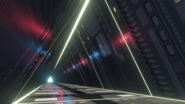 Animációs Sci Folyosó Kék Piros Lámpákkal Zökkenőmentes Hurok — Stock videók