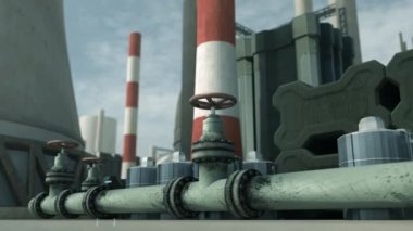 Bir nükleer santralin borularının 3 boyutlu animasyonu