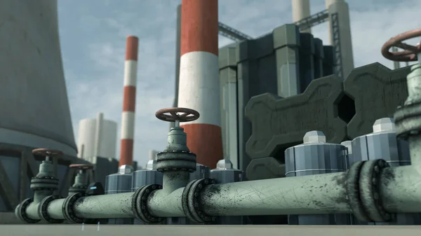 Візуалізація Труб Атомної Електростанції — стокове фото
