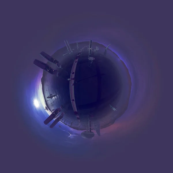Відображення Маленької Інопланетної Планети Фіолетовими Кольорами — стокове фото