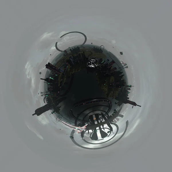 Rendering Little Planet Based Science Fiction Concept Stock Image
