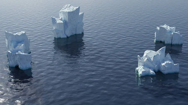 Okyanusta Yüzen Buz Dağlarının Boyutlu Görüntüsü — Stok fotoğraf