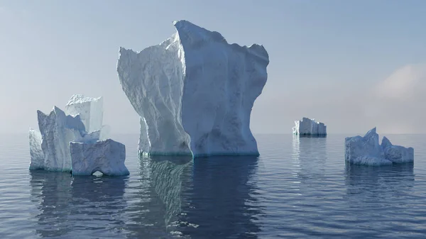 Renderização Flutuante Grande Montanha Gelo Oceano Imagens Royalty-Free