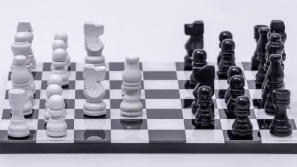 Гра Шахи Зіграні Білому Тлі — стокове відео