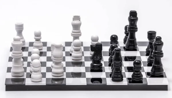 Игра Шахматы Белом Фоне — стоковое фото