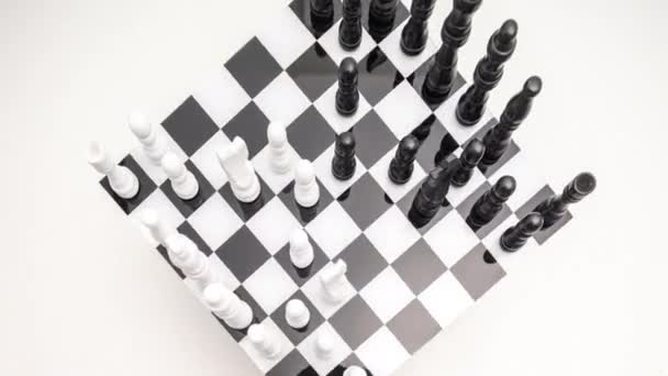 Шахи Які Грають Стоп Русі Білому Тлі — стокове відео