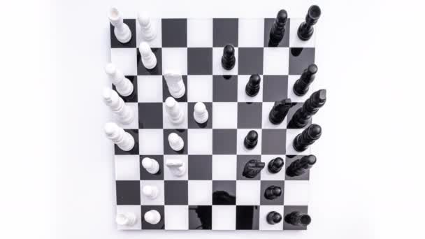 Шахи Які Грають Стоп Русі Білому Тлі — стокове відео