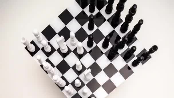 下棋在停止运动中下棋的国际象棋 有明显的闪失和扭曲 — 图库视频影像
