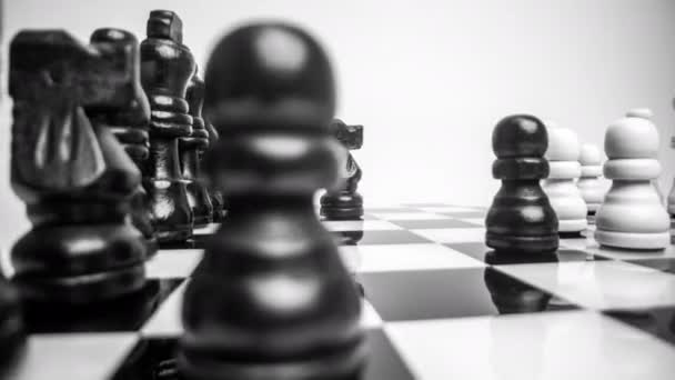 Ένα Σκάκι Που Παίζεται Στάση Μακροεντολή — Αρχείο Βίντεο