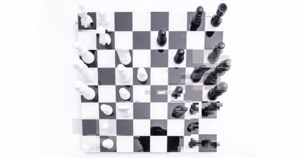 Ένα Σκάκι Που Παίζεται Στάση Παραμορφωμένη Δυσλειτουργία Και Παραμόρφωση — Αρχείο Βίντεο