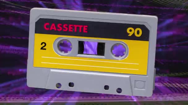 Una Sequenza Nastri Cassetta Con Diverse Etichette Semplici Sfondo Astratto — Video Stock