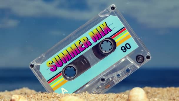 Kazetová Páska Pláži Slovy Letní Mix — Stock video