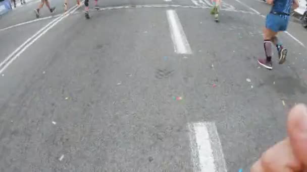 Spanya Barselona Lik Bir Yarışta Yarışan Koşucular — Stok video