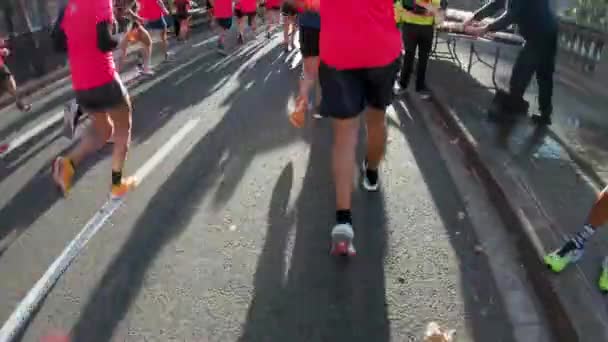 Runners Die Deelnemen Aan Een 10Km Race Barcelona Spanje — Stockvideo