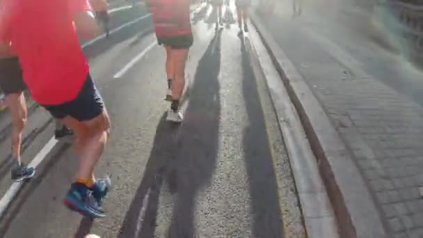 Biegacze Biorący Udział Wyścigu Barcelonie Hiszpanie — Wideo stockowe