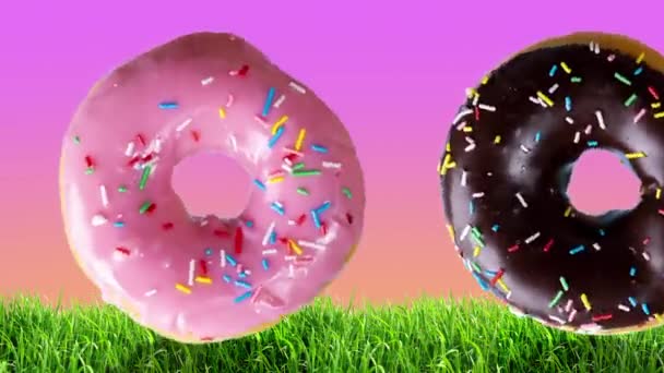 Donuts Draaien Bewegen Het Scherm — Stockvideo