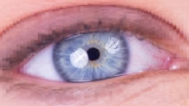 Close Shot Eye Parts Video Pixelated — Stock Video