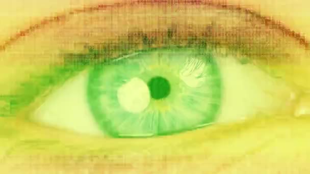 Крупный План Глаза Перекрытием Данных Сканирования Сетчатки — стоковое видео