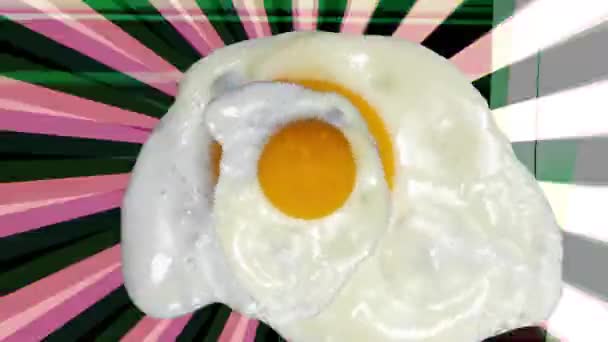 Σουρεαλιστικό Βίντεο Τηγανητά Αυγά Περιστρέφονται Και Μεγαλώνουν Αφηρημένο Υπόβαθρο — Αρχείο Βίντεο
