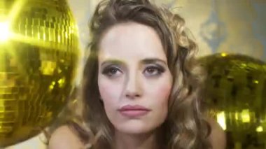 A collection of pretty disco fashion and stylish party female head shots 